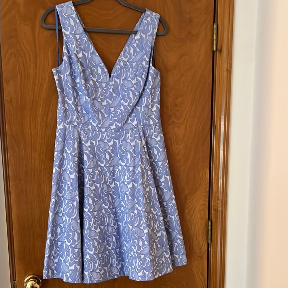 Maeve Blue A-Line Midi Dress V-Neck Sleeveless